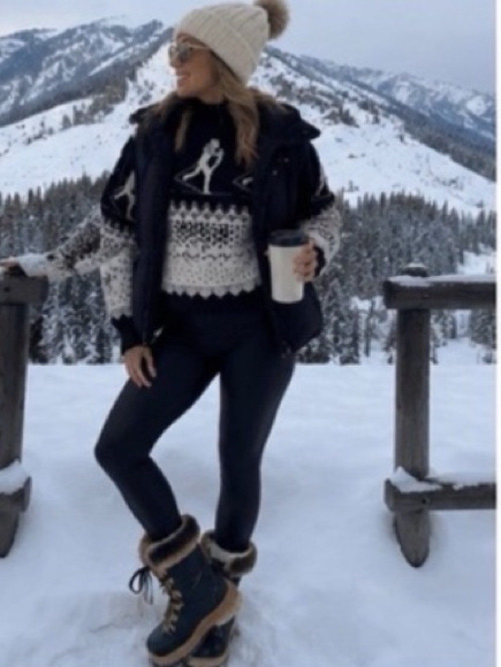 Ski Sweater Blue cross country skiing vintage COCOBLEU cabin winter large apres